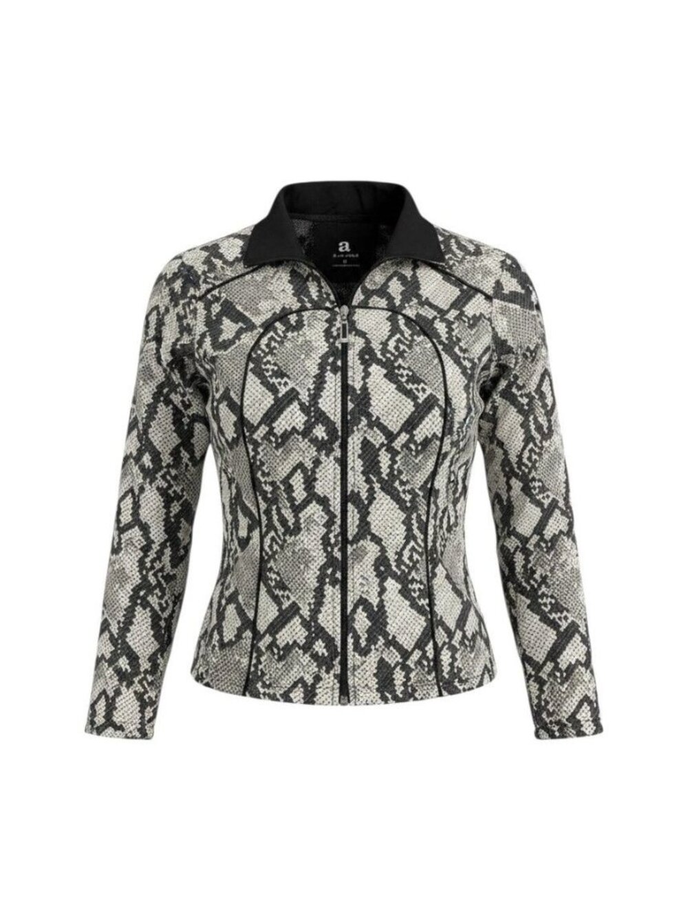 Ac-Tiv-Ology Womens Snake Print Zip-Up Jacket Small Black/Gray